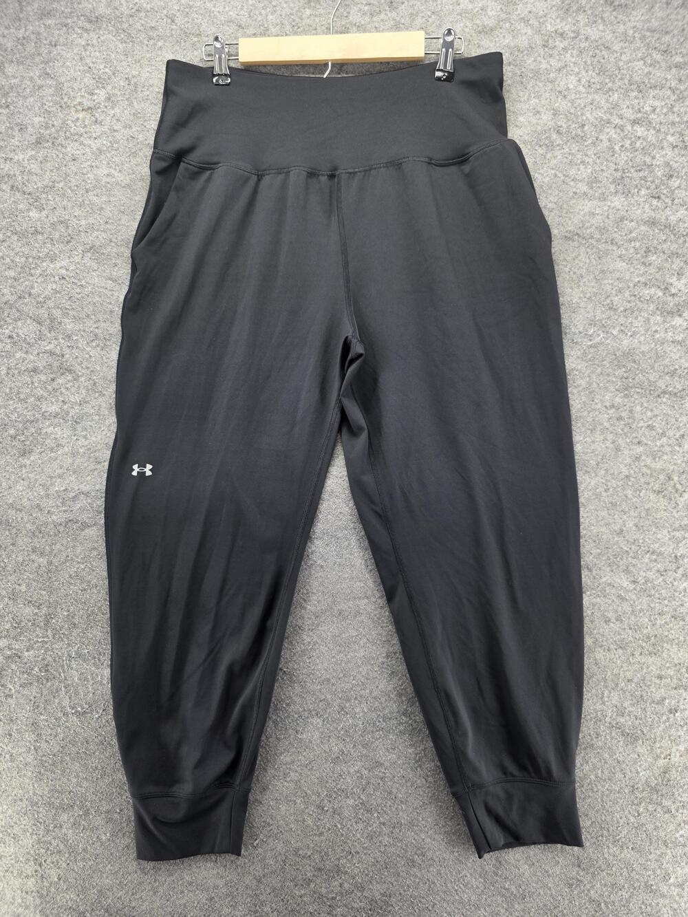 Under Armour Pants Womens 1X Black Jogger Slim Tapered Elastic Waist Pockets